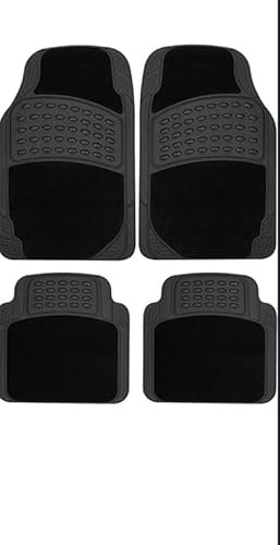 AEROLUGG 4 Piece Luxury Rubber Car Mat (2 Front + 2 Rear) Standard Size Universal Non-Slip Deep Dish Heavy Duty for Cars SUV Truck and VAN, Water Proof, Suitable for All Weathers