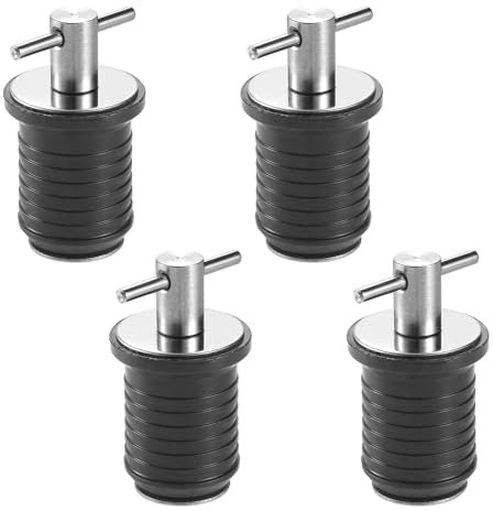 lasuroa 4 Bootsstopfen, Bootsablassschraube Schnappstopfen Ablassschraube mit T-Griff Boot Livewell Ablassschrauben mit Edelstahlgriff Marine Twist Plug Bootszubehör Lenzstopfen Boot