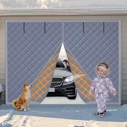 ABVRUN Rideau de porte magnétique à isolation thermique pour garage, convient aux portes de 2,9 x 2,4 m, couverture de porte d'hiver chaude, 281,9 x 248,9 cm, tissu Oxford renforcé et épais.