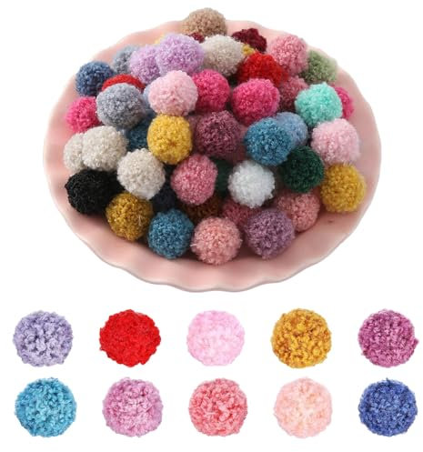 100 Pompons zum basteln filzkugeln Pompom Flauschigen Plüsch Bälle Set filzkugeln bunt bommel zum basteln Mini Pom Bommeln Bälle DIY Kreative Handwerk Bunte Bommeln bälle für Schmuck Heimdekorationen