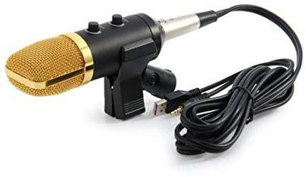 Abaodam Usb Condenser Microphone with Built Reverb Pickup for Home Ktv and Studio Recording Black