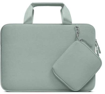 MOSISO Housse Ordinateur Portable 15 Pouces,Compatible avec MacBook Air M4 M3 M2,Surface,Dell XPS,Neoprene Sac Porte-Documents avec Petite Valise Détachable,Vert Antique