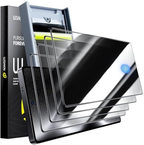 WSKEN for Samsung Galaxy S25 Ultra Privacy Screen Protector - [24°Anti Spy ][Auto Dust-Elimination] 9H Hardness 3D Full Screen Tempered Glass Easy Installation,Bubble Free,Anti Fingerprint,4 Pack