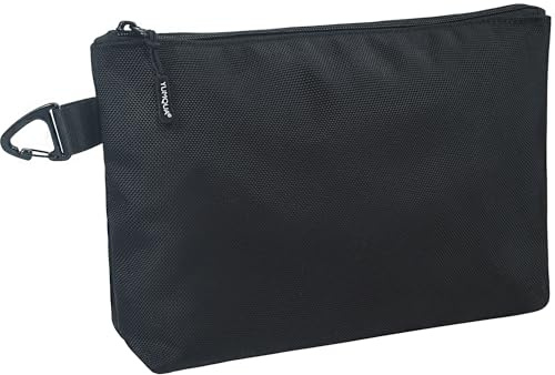 Small Tool Pouch with Zipper, Utility Bags Compact Tools Organizer Bolts Nuts Storage Bag Men Waterproof Nylon Pouch with Metal Carabiner Clip on Belt Backpack Electrician Carpenter