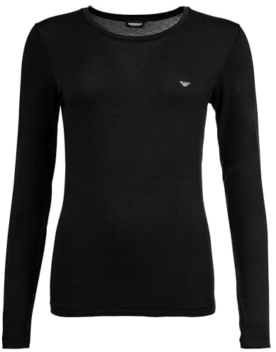 Damen Essential Studs Langarm Rundhals T-Shirt Schwarz XL Regular Fit, Schwarz, XL