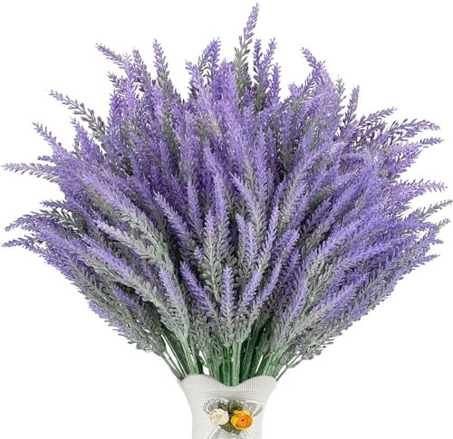 VIDSTW 12 Pièces Fleur Artificielle Flocage Lavande Séchée 36 Cm Fausse Fleur Decoration Lavande Fleurs Artificielles Réaliste pour Décoration Intérieure et Extérieure (Violet)