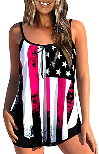 Maillot De Bain Femme 2 Pieces Grande Taille Tankini Shorty Sexy Ensemble Maillot De Bain Taille Haute Amincissant avec Armature Bikini D'été Pas Cher Marque Beachwear(Noir,4XL)
