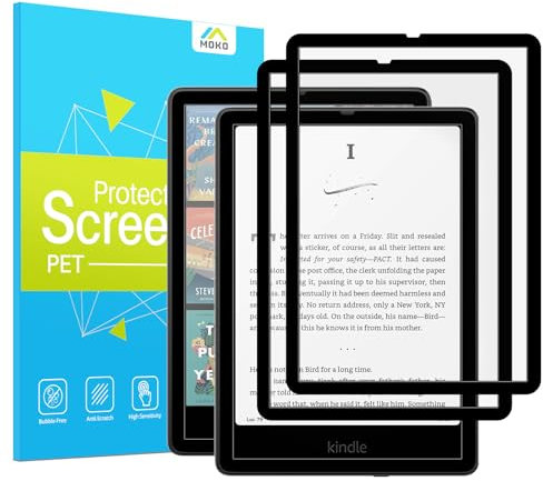 MoKo 2 Pack Screen Protector for 7 Kindle Paperwhite 12th Generation 2024 and Kindle Colorsoft Signature Edition, Anti-Glare Premium PET Protective with Black Frame Matte Screen Protector