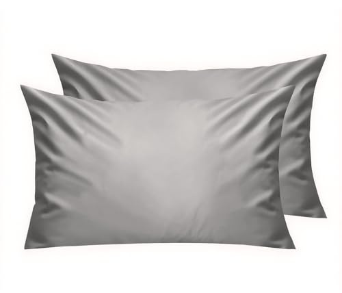 Lirex Kissenbezüge 2er Pack, 300 Fadendichte, 100% Baumwolle, Bequem und Atmungsaktiv, 50 x 90 cm, Dunkelgrau