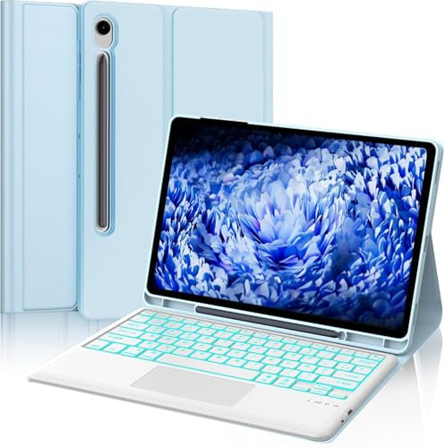 Tastiera per Samsung Tab S9 FE/S10 FE 10.9, Keyboard Retroilluminata Italiano con Touchpad, Bluetooth Rimovibile Custodia con Tastiera per Samsung Galaxy Tab S9 2023/S9 FE 2023/S10 FE 2025, Azzurro