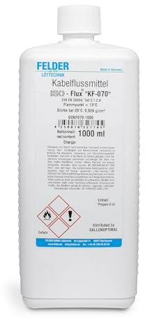GALLUNOPTIMAL by Felder Kabelflussmittel ISO Flux KF 070 1 l – hoch aktiviert ORM1, halogenhaltig <1,5 %, Feststoff 1,3 %, Wellenlöten & Tauchverzinnung Kupferlackdraht