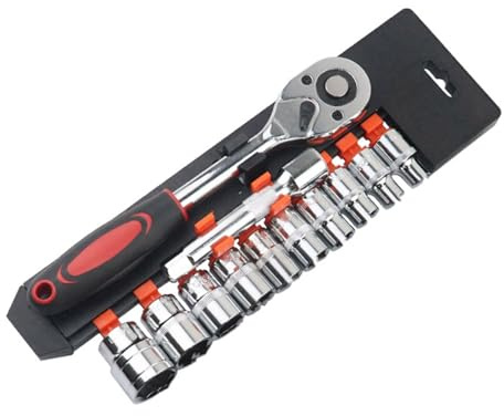 BUBEFSKD Set di 12 chiavi inglesi per auto, barca, strumenti di riparazione auto, a cricchetto, inclusa chiave allungata