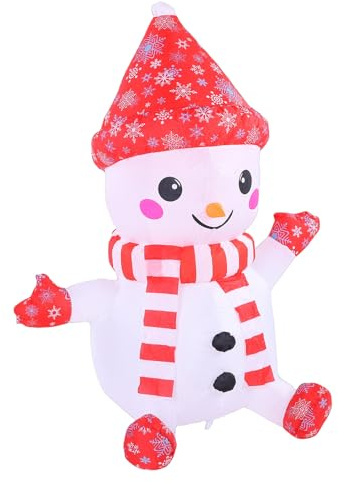 Fdit 3,9 Fuß Großer Aufblasbarer Schneemann, LED-beleuchteter Aufblasbarer Weihnachtsschneemann mit IP44-Wasserdichtigkeit und Eingebautem Ventilator für eine Festliche Atmosphäre (EU-Stecker