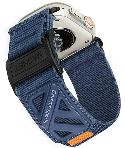 Sport Armband Kompatibel mit Apple Watch Ultra 3/2/1 49mm, Series 11/10 46 mm, 9/8/7 45mm, SE/6/5/4 44 mm, 3/2/1 42mm, Verstellbares Nylon Ersatzarmband mit Magnetverschluss für iWatch