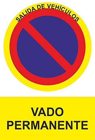 MovilCom® - Adhesivo PROHIBIDO VADO PERMANENTE 200X300mm Señal prohibición (ref.RD40648)