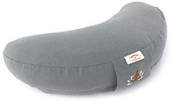 sei Design Halbmond Yogakissen Meditationskissen Yoga Kissen mit Buchweizenschalen-Füllung Yoga Block Bodenkissen groß Meditation Sitzkissen 46x25x10 Grau