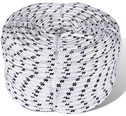 Tidyard Flechtleine Bootsseil Polyester Tauwerk Seil Mehrzweckseil 6 mm 250 m Geflochtene Polyesterseil UV- und Abriebbeständig Weiß