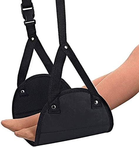 Fußstütze, Flugzeugfußstütze aus Premium-Schaumstoff, Kopfhängematte Tragbare Reise Fußstütze Flug Handgepäck Fußstütze Höhenverstellbare Fußstütze Reiseaccessoires Fußstützen Hängematte, Schwarz