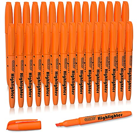 Shuttle Art Textmarker, 30 Textmarker, Orange, schnell trocknender, ungiftiger, fluoreszierender Marker mit leuchtenden Farben und Meißelspitze, geeignet für Erwachsene und Kinder