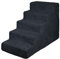 Hundetreppe 50 cm hoch | Katzentreppe Haustiertreppe | 5 Stufen | Hunde Katzen Haustier | für Bett und Auto | Trepp für kleine Hund | Plüschbezug | Farbe: Schwarz