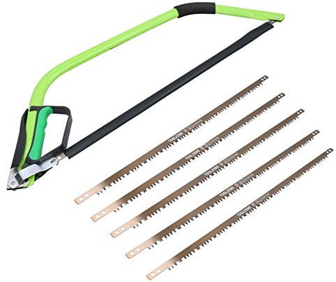 AB Tools Sega ad arco resistente da 61 cm per legno, tronchi di alberi, rami + 6 lame