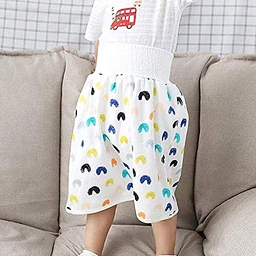 2-in-1 bequeme Kinder-Windel-Rock-Shorts, wasserdicht und saugfähig, Mond, Größe M