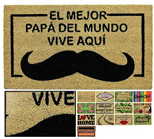 LucaHome - Felpudo de Coco Antideslizante 40x70, Entrada Feliz Día Papá, Tapete Interior o Exterior