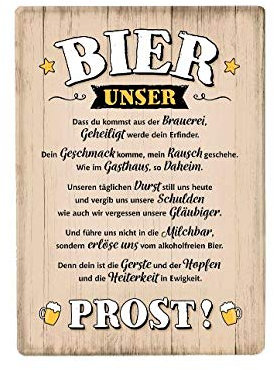 Rostalgie Metall Wandschild Bier Unser 42 x 30 cm Geschenk Dekoration Tafel