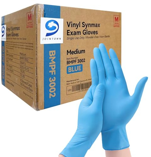 Jointown Basic Medical Synmax Vinyl Exam Gloves - Latex-Free & Powder-Free - Medium, BMPF-3002(Case of 1,000)