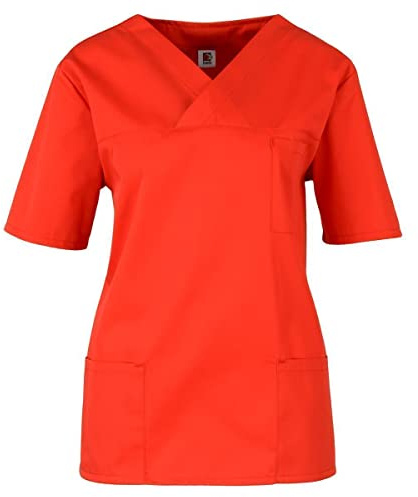 beb Basic Unisex Kasack Kurzarm Rot 65% Polyester 35% Baumwolle Damen Herren Größe L