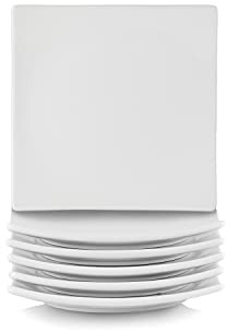 10 Strawberry Street Ceramic Simply White 6 Coupe Square Appetizer Plate, Set of 6