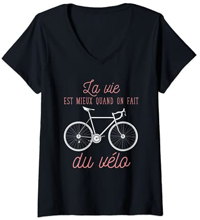 Femme Vélo De Route Athlète Sport Cyclisme Cycliste Loisir Vélo T-Shirt avec Col en V