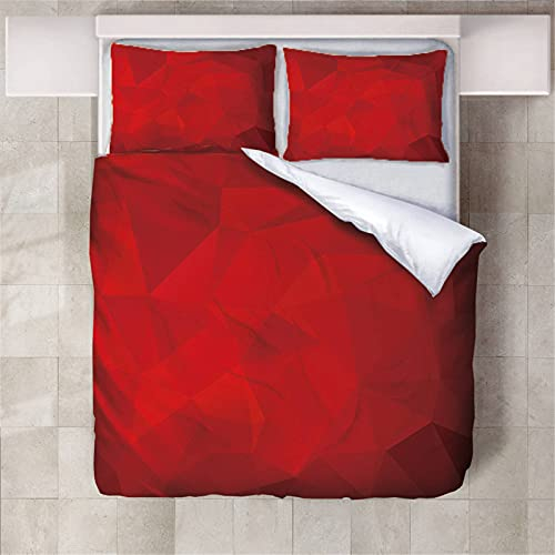 AOUAURO Bettwäsche 135x200 Rotes Dreieck Bettbezug Set 3D Bedruckte 3-Teiliges Polyester mit Reißverschluss 1 Bettbezug und 2 Kissenbezug 80x80cm 3 Stück Einzelbett