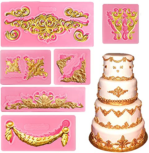 Cestony Barock Fondant Formen für Kuchen Dekorieren Lockenblicken Schriftrolle Spitze Bordüre Süßigkeiten Silikon Form für Zuckerhandwerk Cupcake Topper