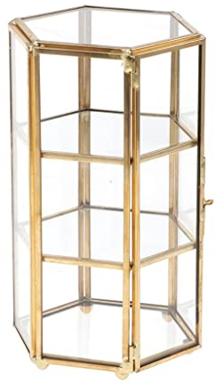 Harilla Europäische Unsterbliche 3D Sechskant Glas nraum Kerzenhalter, Kupfer, 11x10x19cm