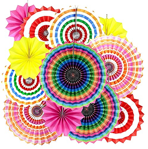 YBwanli 12pcs fasching karneval deko,girlande,hawaii deko,party deko,sommerdeko,deko gartenparty,einschulung deko,indische deko,pompons deko,regenbogen deko
