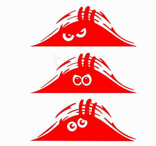 Artstickers 3 Stück Aufkleber, Monster, lustig, 19 x 7 cm, für Auto oder Motorrad (rot)