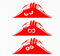 Artstickers 3 Stück Aufkleber, Monster, lustig, 19 x 7 cm, für Auto oder Motorrad (rot)