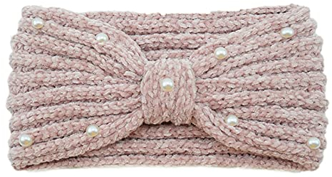 KUIH Perle Haarband Damen Elegant Stricken Ohrenwärmer Yoga Stirnband Sport Haarreifen Ohrenwärmer Elastische Atmungsaktiv Kopfband für Herbst und Winter