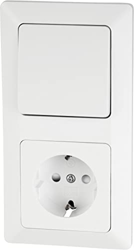 Unterputz Steckdose, Wechselschalter, Steckklemme, All-in-One, Serie C1 weiß-matt