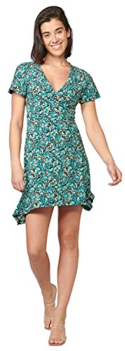 Koroshi Vestido de Manga Corta con Escote en Pico | Ropa Casual, de Color Negro, Talla XXL