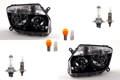 Johns, passend für Dacia Duster Scheinwerf. Set schwarzer + Leuchtmit. Set links rechts