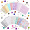 Vicloon Glitzersteine Selbstklebend,3300 Stück Selbstklebende Strasssteine Bunt,20 Blätter Acryl Glitzersteine mit Pinzette,Runde Kristall Edelsteine für DIY Handwerk Gesicht Nägel Deko (3-6mm)