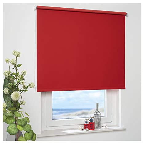 ourdeco Rollo/Seitenzugrollo / 102 x 180 Breite x Höhe/rot/lichtundurchlässiger Stoff/Sichtschutzrollo/Verdunklungsrollo