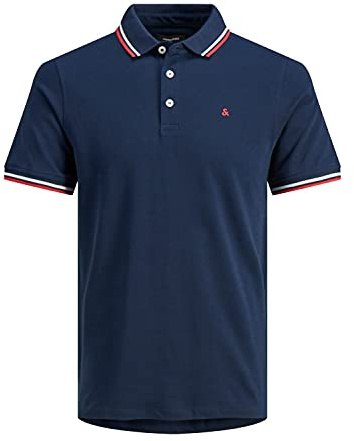 JACK & JONES Herren Poloshirt JJEPAULOS - Relaxed Fit Plussize XXL-8XL Baumwolle, Größe:3XL, Farbe:Navy Blazer 12143859