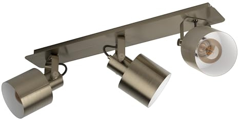 EGLO Deckenstrahler Southery, 3-flammige Deckenlampe mit schwenkbaren Spots | elegante Deckenleuchte aus brüniertem Metall, Deckenspot mit E27 Fassung