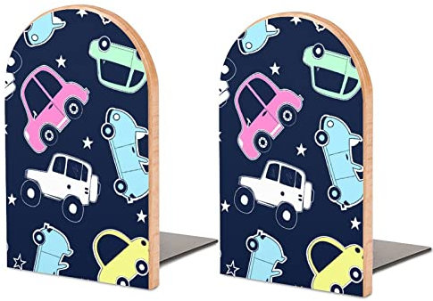 Serre-Livres de Voitures pour étagères pour contenir des Livres Bouchons de Livres antidérapants Robustes Bureau à Domicile décoratif en Bois