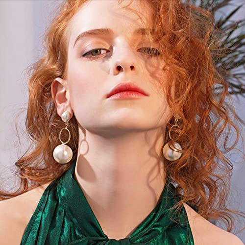 Wendalern Boho Perlen Tropfen Ohrringe Vintage Kreis Perlenohrringe Große Perlen Ohrstecker Perlen Hochzeit Braut Ohrringe Schmuck für Frauen und Mädchen