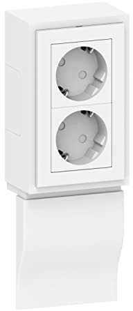 Habengut 2-fach Vertikal-Steckdoseneinheit für Sockelleiste 80 mm aus PVC, Weiß