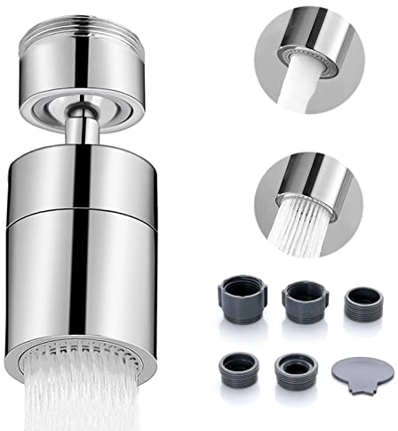 Wasserhahn-Luftsprudler Strahlregler Wasserhahn Aufsatz Schwenkbar Küche Strahlregler für Küche Bad mit 2 Modi für Küchenspüle Wasserhahn Adapter (Kommt mit 5 Adaptern)